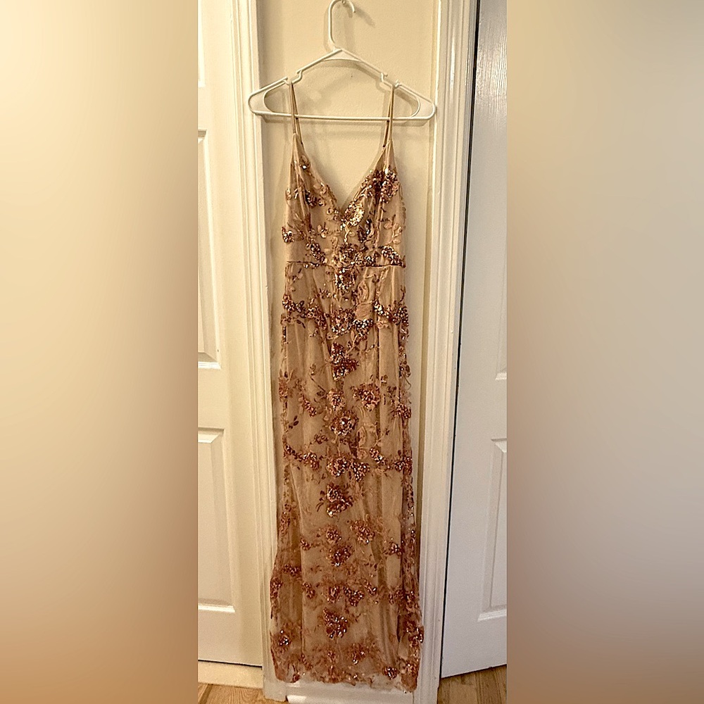 Lulus Rose Gold Sequin Mermaid Maxi Dress